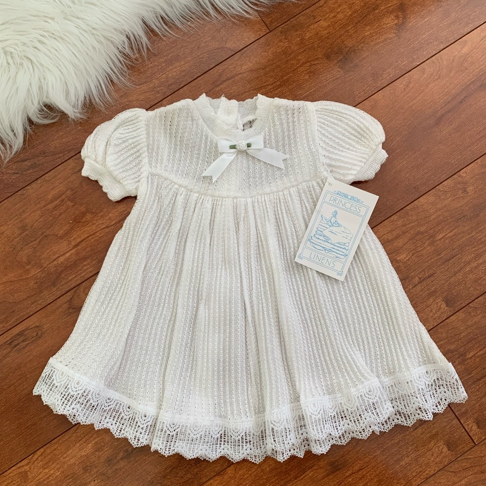 NWT Handmade Vintage Baby Girl White Lace Dress